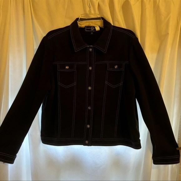 ST. JOHN JACKET EXCELLENT CONDITION BLACK/DARK NAVY WHITE TRIM - Picture 5 of 7